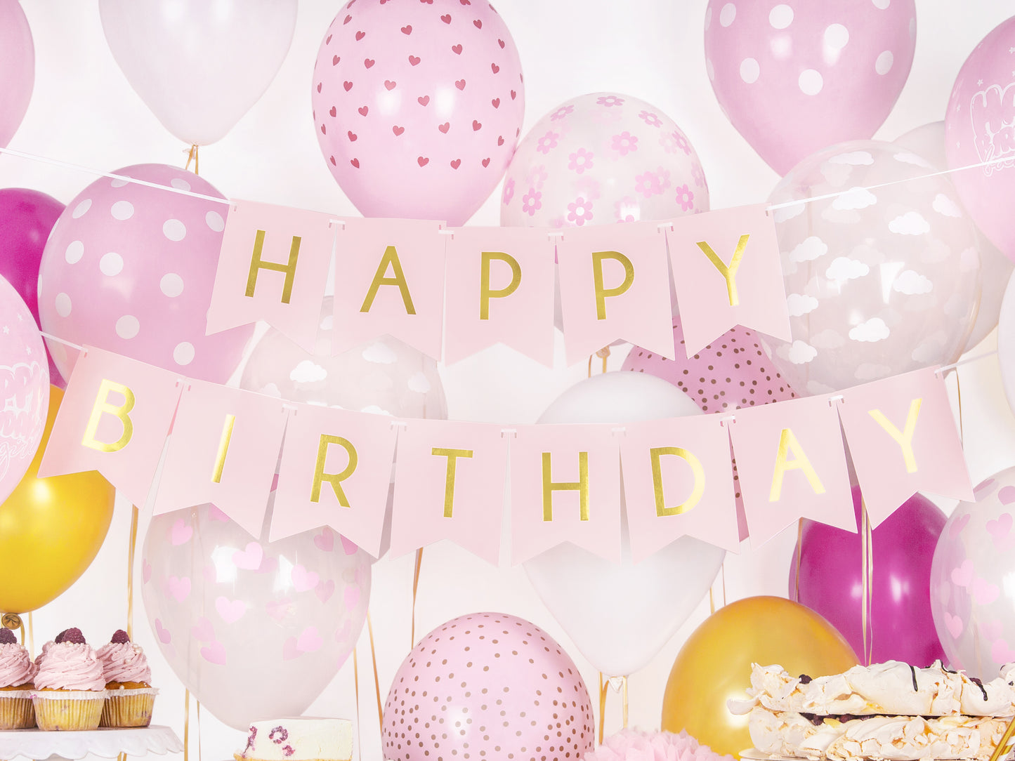 PINK HAPPY BIRTHDAY FLAG BANNER