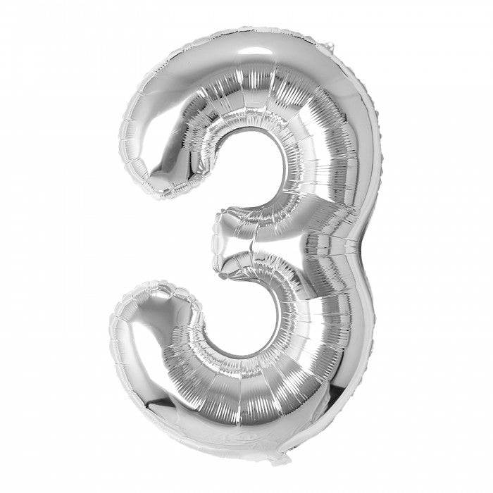 SILVER NUMBER BALLOONS