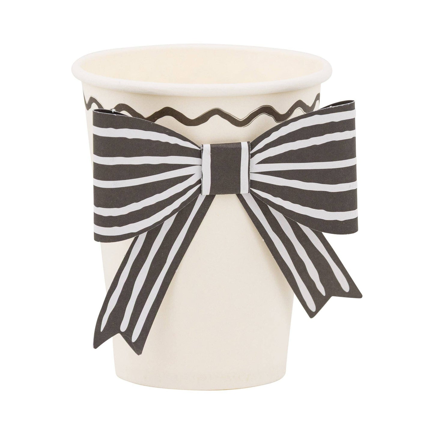 BLACK STRIPED BOW CUPS