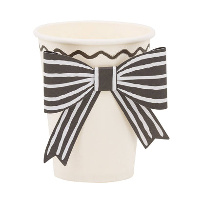 BLACK STRIPED BOW CUPS