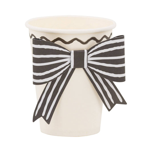 BLACK STRIPED BOW CUPS