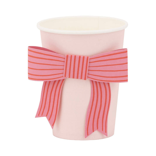 RED STRIPED BOW CUPS