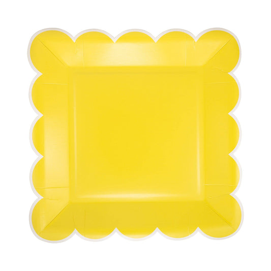 YELLOW SCALLOPED SQUARE PLATES