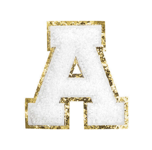 WHITE VARSITY CHENILLE LETTERS A-Z