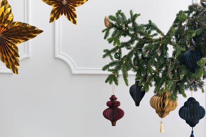 NAVY HANGING HONEYCOMB LANTERNS