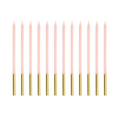 GOLD DIPPED PINK BIRTHDAY CANDLES