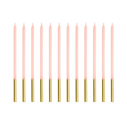 GOLD DIPPED PINK BIRTHDAY CANDLES