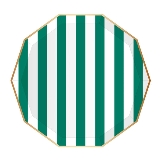 EMERALD GREEN STRIPED PLATES