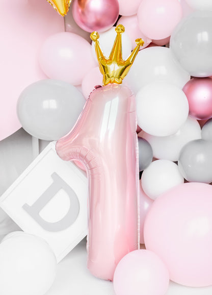 PINK CROWN NUMBER 1 BALLOON