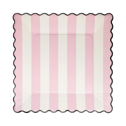 GREEN AND PINK STRIPED PLATE SET