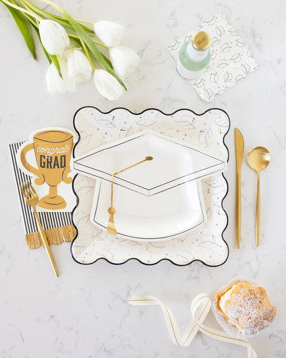WHITE GRAD CAP PLATES