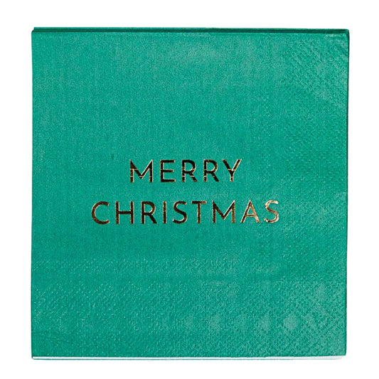 GREEN MERRY CHRISTMAS NAPKINS