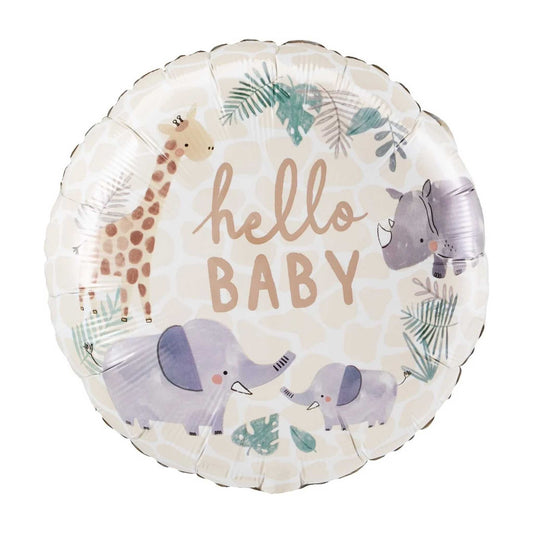 HELLO BABY ANIMALS FOIL BALLOON