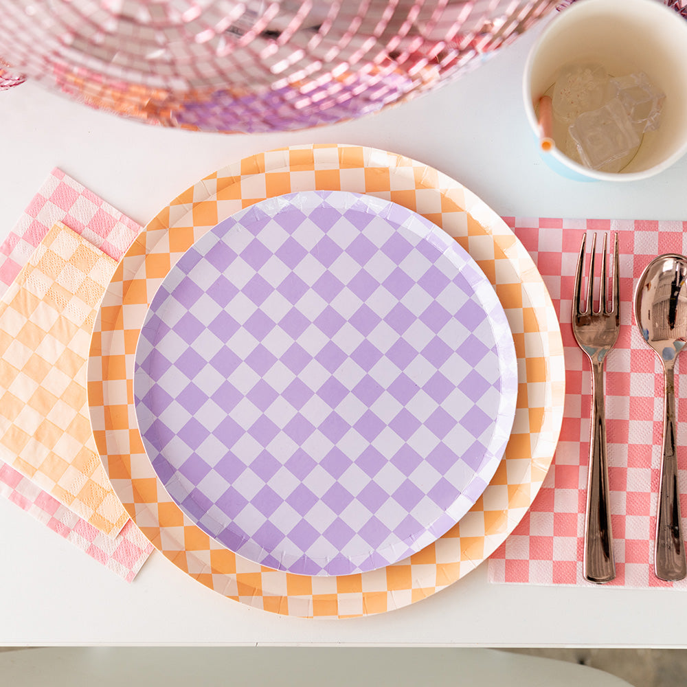 ORANGE CHECKER NAPKINS