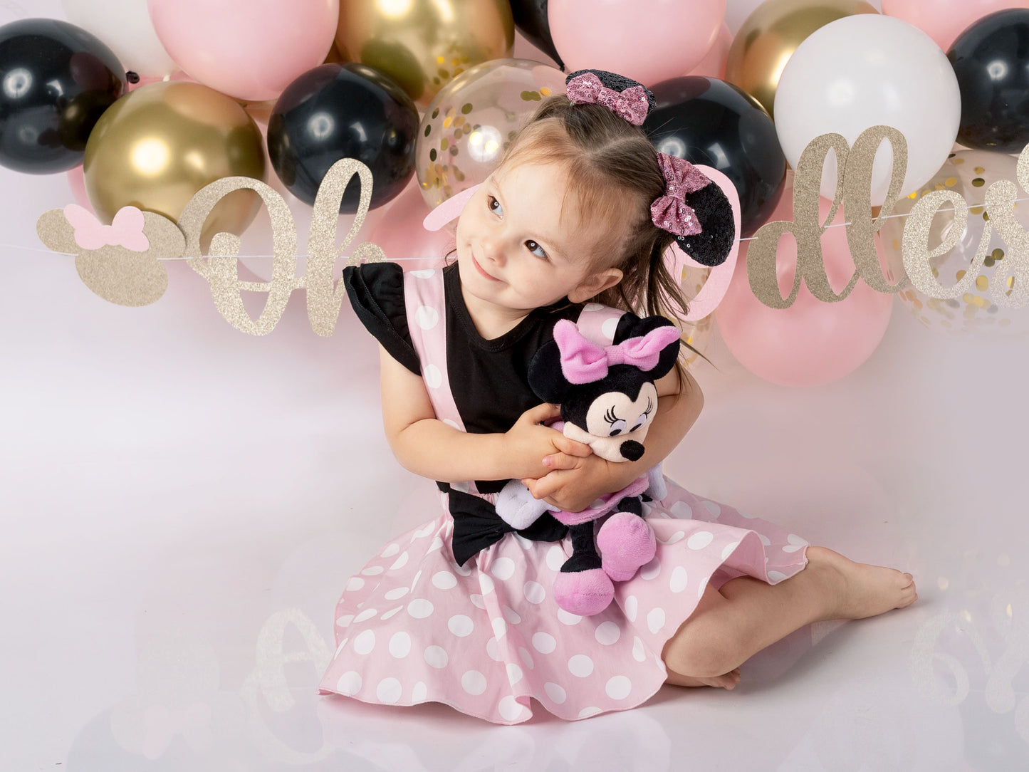 BLACK AND LIGHT PINK MINNIE BIRTHDAY DRESS