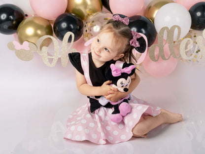 BLACK AND LIGHT PINK MINNIE BIRTHDAY DRESS