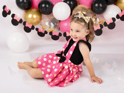 BLACK AND DARK PINK MINNIE BIRTHDAY DRESS