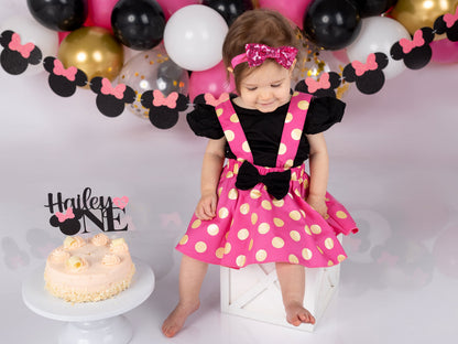 BLACK AND DARK PINK MINNIE BIRTHDAY DRESS