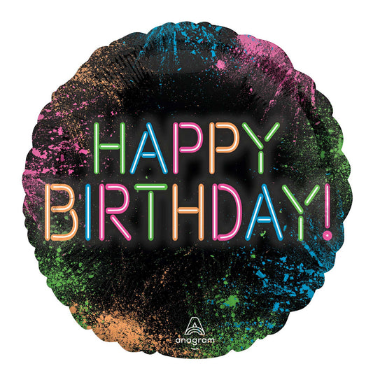 NEON SPLATTER BIRTHDAY FOIL BALLOON