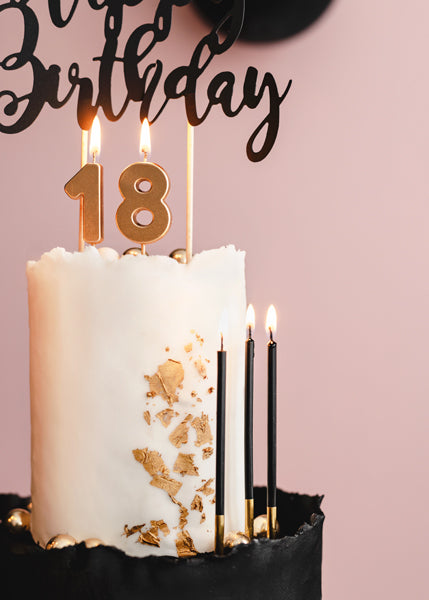 GOLD DIPPED BLACK BIRTHDAY CANDLES