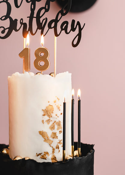 GOLD DIPPED BLACK BIRTHDAY CANDLES