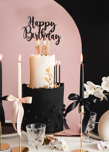 GOLD DIPPED BLACK BIRTHDAY CANDLES
