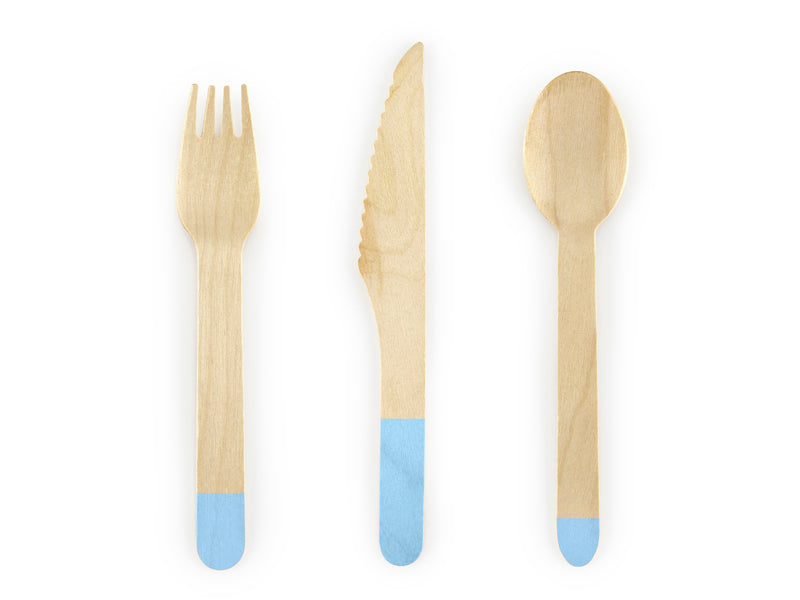 BLUE WOODEN CUTLERY SET