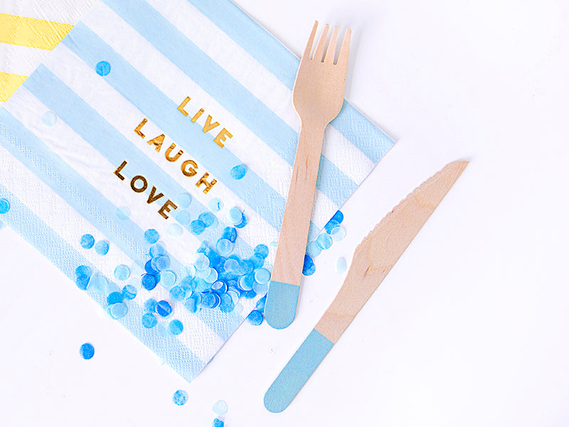 BLUE WOODEN CUTLERY SET