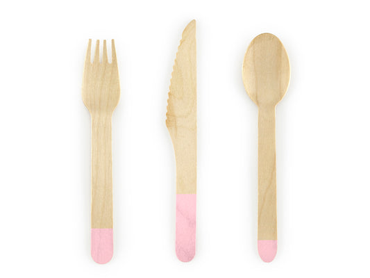 PINK WOODEN CUTLERY SET