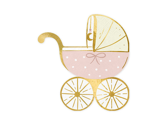 PINK BABY CARRIAGE NAPKIN