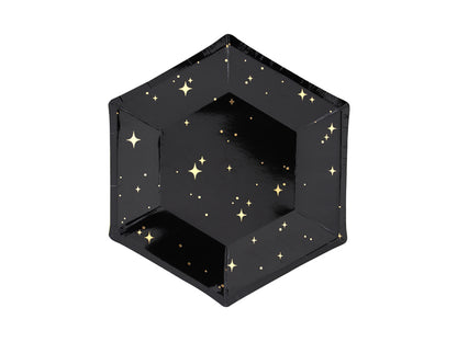 BLACK HEXAGON SPARKLE PLATES