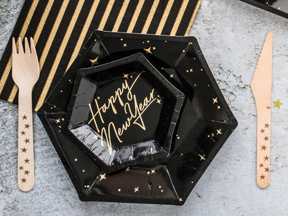 BLACK HEXAGON SPARKLE PLATES