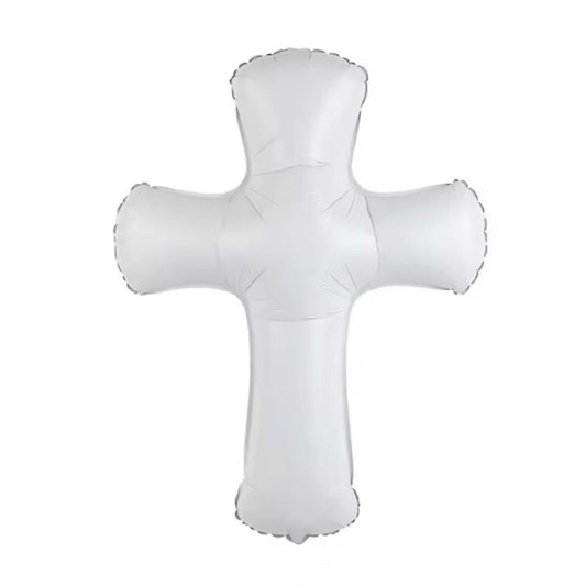 WHITE CROSS FOIL BALLOON