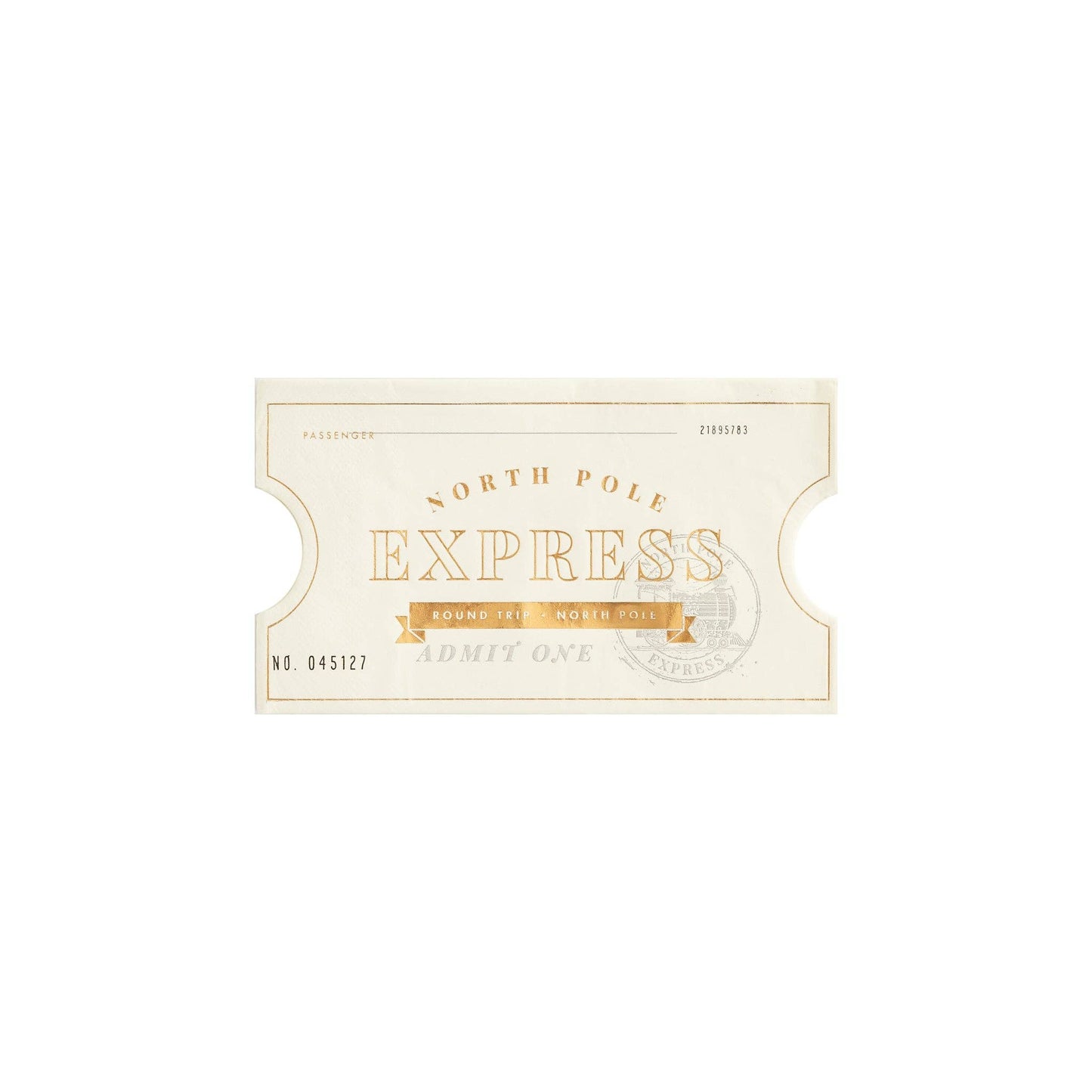 NOR939 - North Pole Express Ticket Shaped Guest Napkin