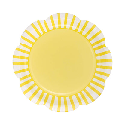 SCALLOPED YELLOW STRIPED PLATES