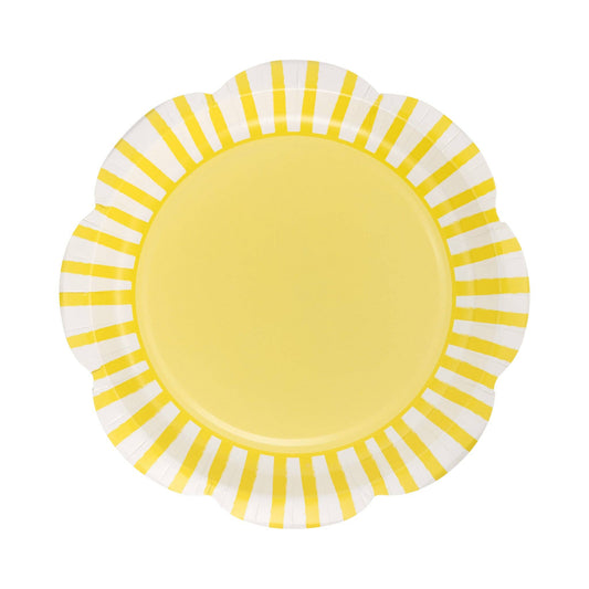 SCALLOPED YELLOW STRIPED PLATES