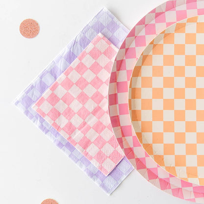 ORANGE CHECKER NAPKINS