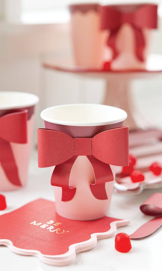 BURGUNDY BOW CUPS