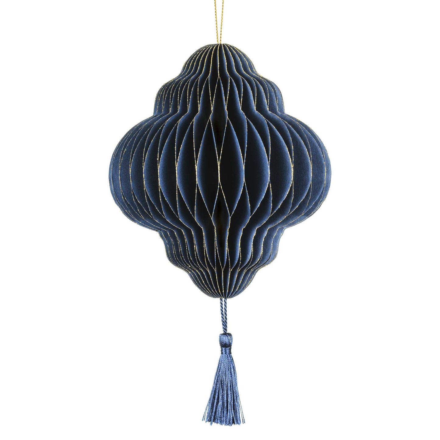 NAVY HANGING HONEYCOMB LANTERNS