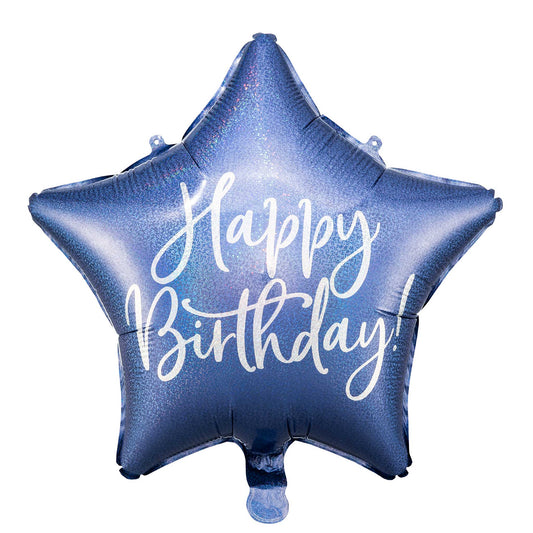 BLUE HAPPY BIRTHDAY STAR BALLOON