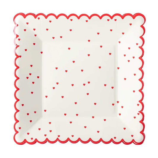 RED SCATTERED HEART PLATES