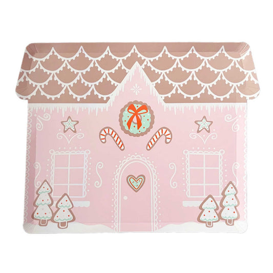 PINK GINGERBREAD HOUSE PLATES