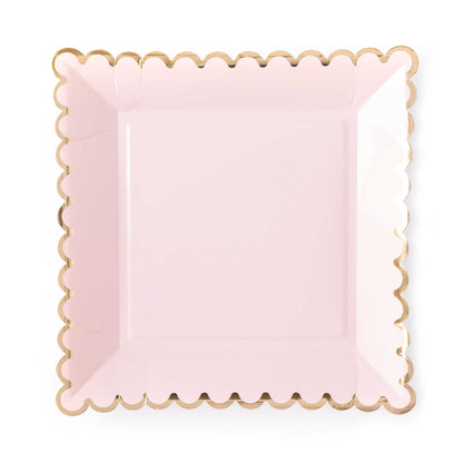 PINK SQUARE SCALLOPED PLATE