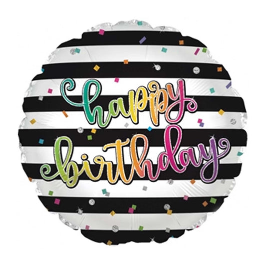 STRIPED HAPPY BIRTHDAY FOIL BALLOON