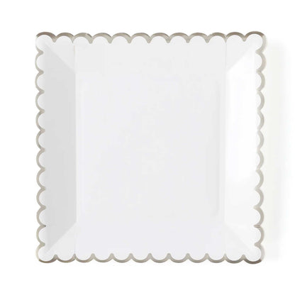 WHITE SQUARE SCALLOPED PLATE